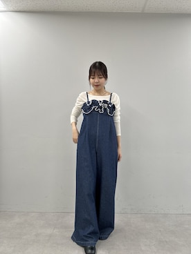 「アイテム（サロペット/オーバーオール）」を使った、ゆなさん（レディース・154cm）の秋コーディネート