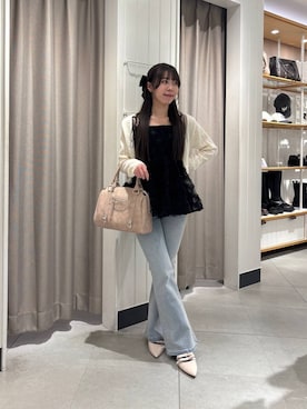 「Heather（ヘザー）のアイテム（バッグ）」を使った、ERiNAさん（レディース・153cm）の春コーディネート