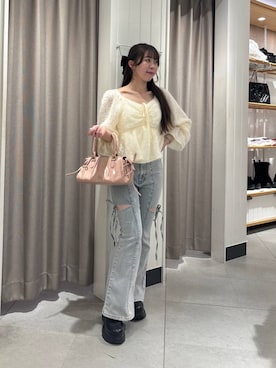 「Heather（ヘザー）のアイテム（バッグ）」を使った、ERiNAさん（レディース・153cm）の春コーディネート