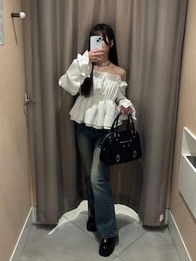 「Heather（ヘザー）のアイテム（パンツ）」を使った、ERiNAさん（レディース・153cm）の春コーディネート