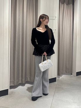 「Heather（ヘザー）の厚底スクエアローファー　1047005（ローファー、ブラック系）」を使った、ERiNAさん（レディース・153cm）の夏コーディネート