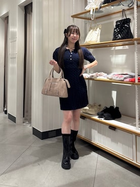 「Heather（ヘザー）のアイテム（バッグ）」を使った、ERiNAさん（レディース・153cm）の春コーディネート