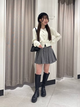 「Heather（ヘザー）のアイテム（帽子）」を使った、ERiNAさん（レディース・153cm）の冬コーディネート