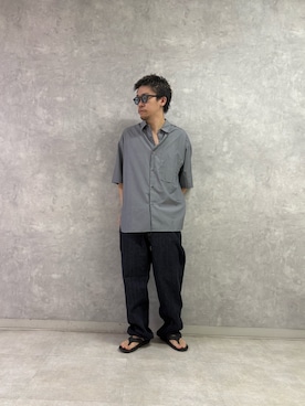 「URBAN RESEARCH DOORS（アーバンリサーチドアーズ）のSTILL BY HAND　オーバーサイズ半袖シャツ（シャツ/ブラウス、グレー系）」を使った、enotaku0905さん（メンズ・173cm）の夏コーディネート
