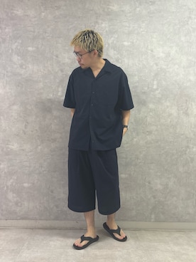「EKAL（エカル）の『吸水速乾/通気性/軽量』DOT AIR SHORT-SLEEVE SHIRTS（シャツ/ブラウス、ブルー系）」を使った、enotaku0905さん（メンズ・173cm）の春コーディネート