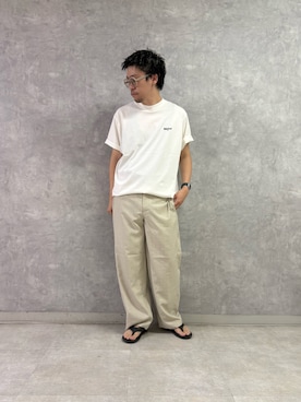 「URBAN RESEARCH DOORS（アーバンリサーチドアーズ）のコインポケット イージー カーブパンツ（その他パンツ、ベージュ系）」を使った、enotaku0905さん（メンズ・173cm）の夏コーディネート