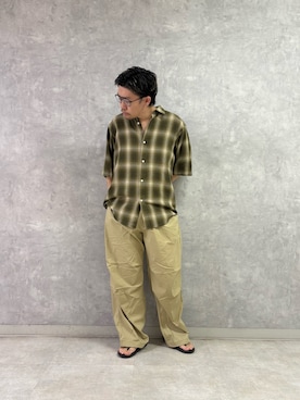 「URBAN RESEARCH DOORS（アーバンリサーチドアーズ）のFORK&SPOON　撥水オーバーパンツ（その他パンツ、ベージュ系）」を使った、enotaku0905さん（メンズ・173cm）の夏コーディネート
