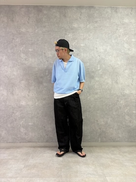「URBAN RESEARCH DOORS（アーバンリサーチドアーズ）のSTILL BY HAND　HEMP MIXED DENIM PANTS（デニムパンツ、ブラック系）」を使った、enotaku0905さん（メンズ・173cm）の夏コーディネート