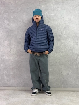 「URBAN RESEARCH DOORS（アーバンリサーチドアーズ）のpatagonia　FISHERMANS ROLLED BEANIE（ニットキャップ/ビーニー、ブルー系）」を使った、TAKUMA ENOMOTOさん（メンズ・173cm）の秋コーディネート
