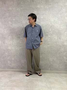 「URBAN RESEARCH DOORS（アーバンリサーチドアーズ）のT/W Tropical Curve Pants（その他パンツ、ブラウン系）」を使った、enotaku0905さん（メンズ・173cm）の夏コーディネート