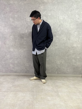 「EKAL（エカル）のDOT AIR JACKET（その他アウター、ブルー系）」を使った、enotaku0905さん（メンズ・173cm）の春コーディネート