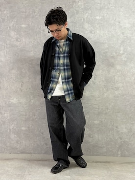 「アイテム（カーディガン/ボレロ）」を使った、enotaku0905さん（メンズ・173cm）の秋コーディネート