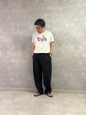 「EKAL（エカル）の『別注』Gramicci for EKAL　TR TORO トラウザー（その他パンツ、ブラック系）」を使った、enotaku0905さん（メンズ・173cm）の夏コーディネート