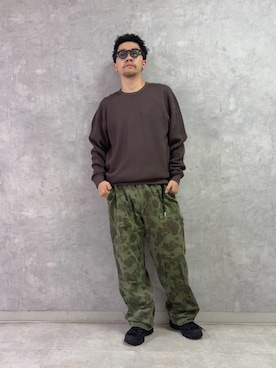 「URBAN RESEARCH DOORS（アーバンリサーチドアーズ）の『別注』Snow Peak Apparel×DOORS　HEAVYWEIGHT WAFFLE PULLOVER（Tシャツ/カットソー、ブラウン系）」を使った、TAKUMA ENOMOTOさん（メンズ・173cm）の夏コーディネート