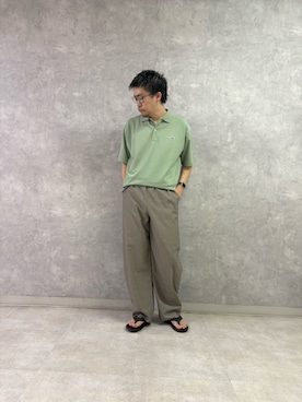 「URBAN RESEARCH DOORS（アーバンリサーチドアーズ）の『別注』PENNEYS×DOORS　THE FOX 鹿の子 ポロシャツ（ポロシャツ、グリーン系）」を使った、enotaku0905さん（メンズ・173cm）の夏コーディネート