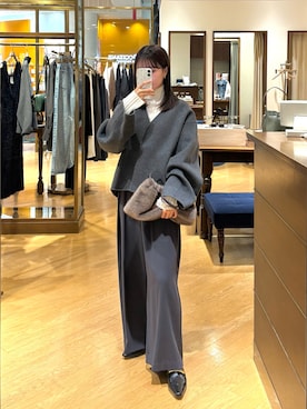 「アイテム（その他アウター、グレー系）」を使った、mhoo000さん（レディース・156cm）の秋コーディネート