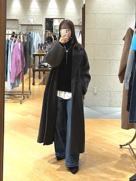 「アイテム（チェスターコート）」を使った、mhoo000さん（レディース・156cm）の冬コーディネート