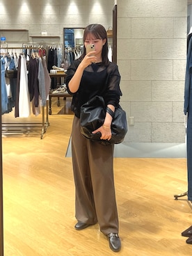 「RIVE DROITE（リヴドロワ）のレザービットローファー（ローファー）」を使った、mhoo000さん（レディース・156cm）の秋コーディネート