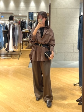 「RIVE DROITE（リヴドロワ）のレザービットローファー（ローファー）」を使った、mhoo000さん（レディース・156cm）の秋コーディネート