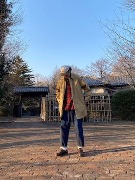 「アイテム（ステンカラーコート）」を使った、HAYAZO さん（メンズ・185cm）の秋コーディネート