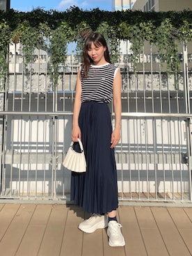 「LACOSTE（ラコステ）のアイテム（Tシャツ/カットソー）」を使った、kumaさん（レディース・157cm）の夏コーディネート