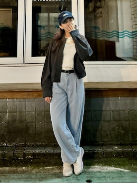 「MANGO（マンゴ）のアイテム（ジャケット/アウター）」を使った、ycloさん（レディース・161cm）の春コーディネート