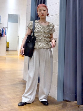 「LOWRYS FARM（ローリーズファーム）のアイテム（トートバッグ）」を使った、omizo555さん（レディース・153cm）の夏コーディネート