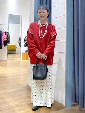 「LOWRYS FARM（ローリーズファーム）のパールタレンネックレス　249411（ネックレス）」を使った、omizo555さん（レディース・153cm）の秋コーディネート