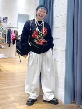 「LOWRYS FARM（ローリーズファーム）のパールタレンネックレス　249411（ネックレス）」を使った、omizo555さん（レディース・153cm）の秋コーディネート