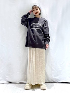 「アイテム（ニットキャップ/ビーニー、グレー系）」を使った、omizo555さん（レディース・153cm）の冬コーディネート