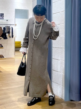 「LOWRYS FARM（ローリーズファーム）のパールタレンネックレス　249411（ネックレス）」を使った、omizo555さん（レディース・153cm・20代）の秋コーディネート