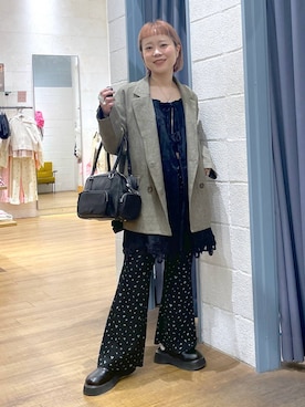 「LOWRYS FARM（ローリーズファーム）のクロッグ　578711（サンダル、ブラック系）」を使った、omizo555さん（レディース・153cm）の春コーディネート