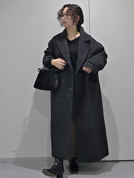 「アイテム（チェスターコート）」を使った、aynさん（レディース・153cm）の冬コーディネート