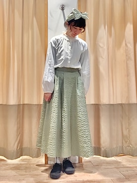 「アイテム（ヘアアクセサリー、グリーン系）」を使った、yukie0814さん（レディース・158cm）の冬コーディネート