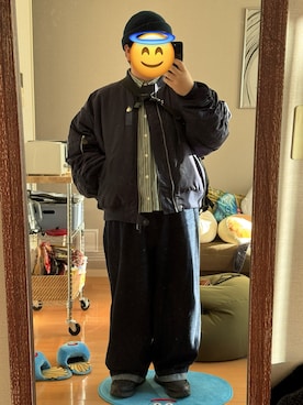 「New Balance」｜「アイテム（ジャケット/アウター）」を使った、お太りさまさん（メンズ・168cm）の冬コーディネート