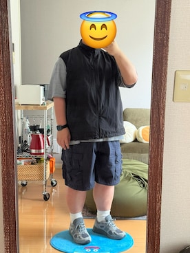 「アイテム（カーゴパンツ）」を使った、お太りさまさん（メンズ・168cm）の夏コーディネート