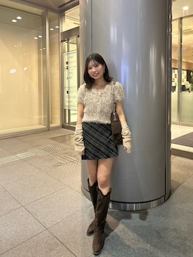 「シャギーニットコーデ」｜Misatoさん（レディース・160cm）の秋コーディネート