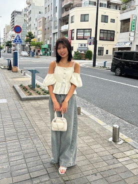 「オフショルブラウス」｜Misatoさん（レディース・160cm）の夏コーディネート