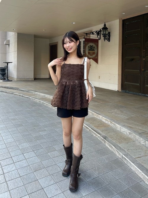 chico ローズチュールペプラムブラウス　チャコールグレー セール】【SALON by Chico/新色追加】ローズチュールペプラム