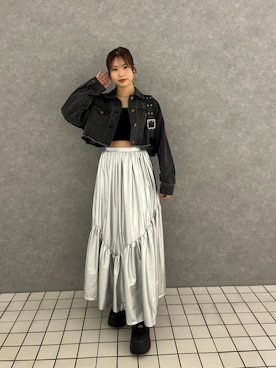 「シルバー」｜「アイテム（デニムジャケット）」を使った、Misatoさん（レディース・160cm）の春コーディネート