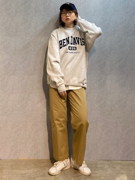 「BEN DAVIS（ベンデイビス）のアイテム（スウェット）」を使った、0gasanさん（レディース・168cm）の秋コーディネート