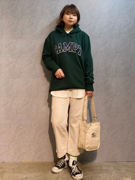 「アイテム（カーゴパンツ）」を使った、0gasanさん（レディース・168cm）の秋コーディネート