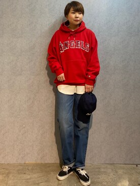 「Right-on（ライトオン）のアイテム（キャップ）」を使った、0gasanさん（レディース・168cm）の冬コーディネート