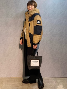 「アイテム（ダウンジャケット/コート、ベージュ系）」を使った、0gasanさん（レディース・168cm）の秋コーディネート