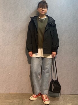 「秋トレンド2021」｜「アイテム（マウンテンパーカー）」を使った、0gasanさん（レディース・168cm）の秋コーディネート