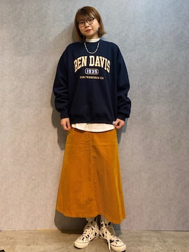 「BEN DAVIS（ベンデイビス）のアイテム（スウェット）」を使った、0gasanさん（レディース・168cm）の秋コーディネート