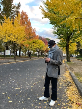 「WOVEN（ウーヴン）のアイテム」を使った、呉鳳麺さん（メンズ・174cm）の秋コーディネート