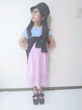 「PAPAPAPARK（パパパパーク）のアイテム（帽子）」を使った、kikkiさん（キッズ・130cm）の夏コーディネート