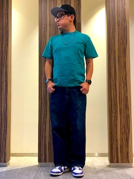 「HANES（ヘインズ）の【Hanes/ヘインズ】（UN）ビィーフィーTシャツ（Tシャツ/カットソー、グリーン系）」を使った、melOnさん（メンズ・173cm）の秋コーディネート