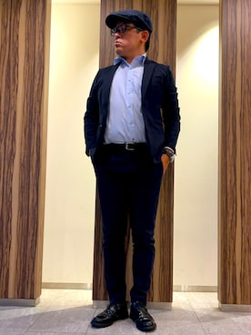 「アイテム（ビジネスシャツ）」を使った、melOnさん（メンズ・173cm）の秋コーディネート